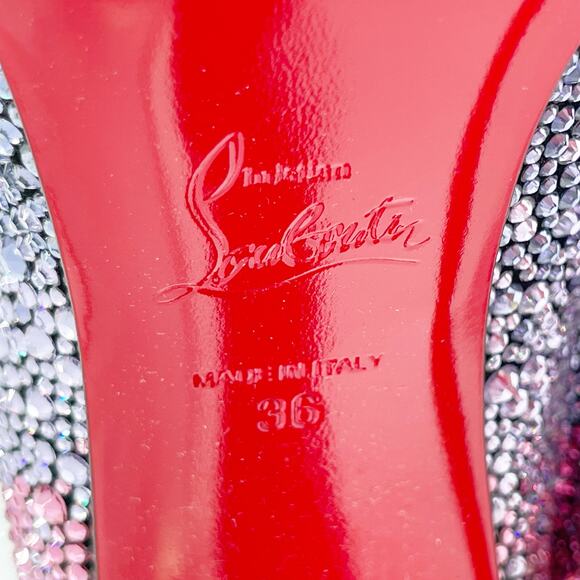 New Christian Louboutin Condora Strass Rainbow Crystal Heeled Ankle Boots EU 36 - Picture 13 of 14